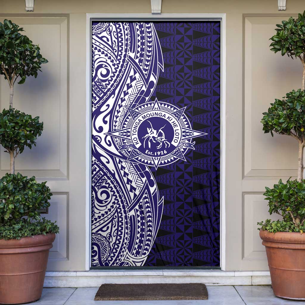Tonga Queen Salote College 100th Years Door Cover Blue Tonga Kupesi Uniquely Pacific Art - Polynesian Pride