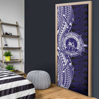 Tonga Queen Salote College 100th Years Door Cover Blue Tonga Kupesi Uniquely Pacific Art - Polynesian Pride