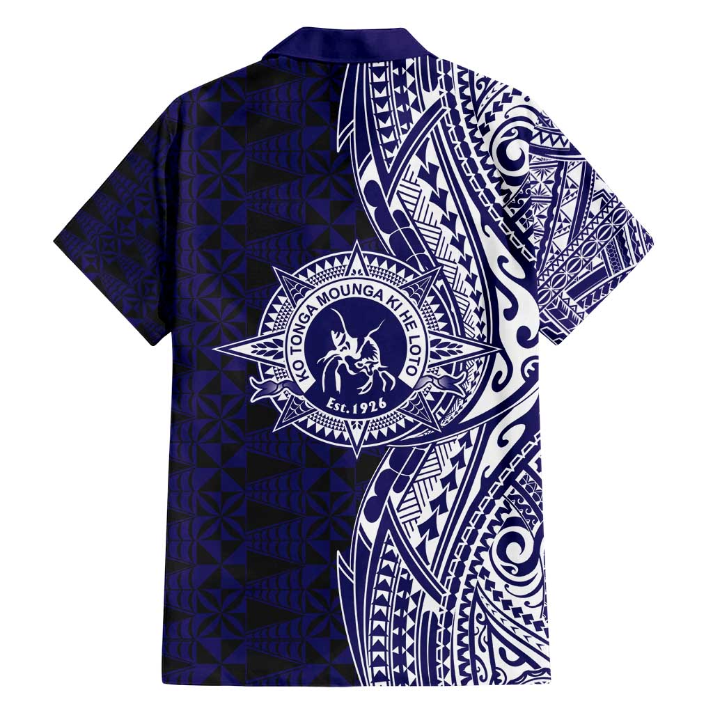 Tonga Queen Salote College 100th Years Family Matching Puletasi and Hawaiian Shirt Blue Tonga Kupesi Uniquely Pacific Art - Polynesian Pride
