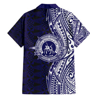 Tonga Queen Salote College 100th Years Family Matching Puletasi and Hawaiian Shirt Blue Tonga Kupesi Uniquely Pacific Art - Polynesian Pride