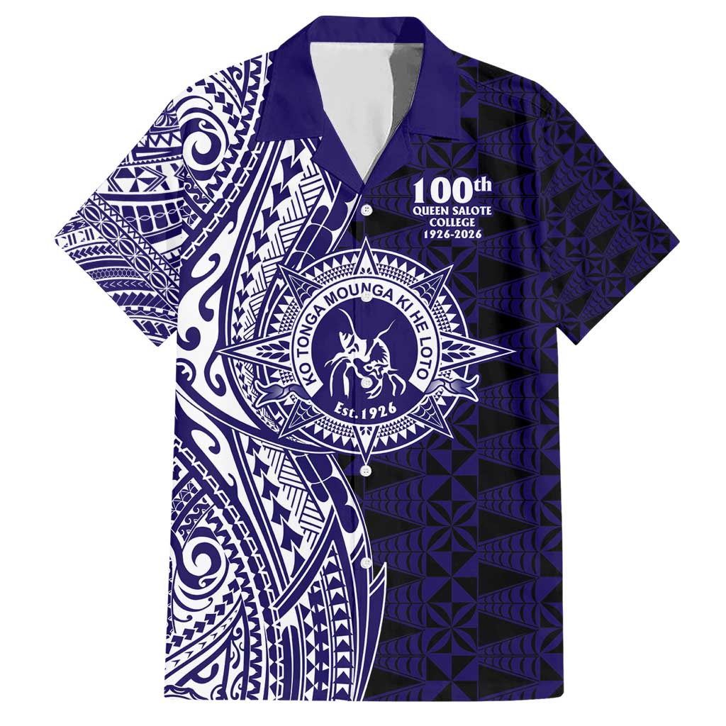 Tonga Queen Salote College 100th Years Family Matching Short Sleeve Bodycon Dress and Hawaiian Shirt Blue Tonga Kupesi Uniquely Pacific Art - Polynesian Pride