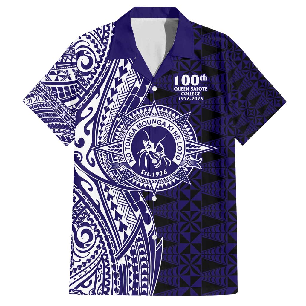 Tonga Queen Salote College 100th Years Family Matching Summer Maxi Dress and Hawaiian Shirt Blue Tonga Kupesi Uniquely Pacific Art - Polynesian Pride