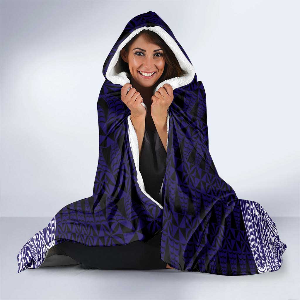 Tonga Queen Salote College 100th Years Hooded Blanket Blue Tonga Kupesi Uniquely Pacific Art - Polynesian Pride