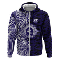 Tonga Queen Salote College 100th Years Hoodie Blue Tonga Kupesi Uniquely Pacific Art - Polynesian Pride