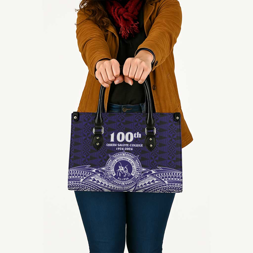 Tonga Queen Salote College 100th Years Leather Bag Blue Tonga Kupesi Uniquely Pacific Art - Polynesian Pride