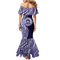 Tonga Queen Salote College 100th Years Mermaid Dress Blue Tonga Kupesi Uniquely Pacific Art - Polynesian Pride