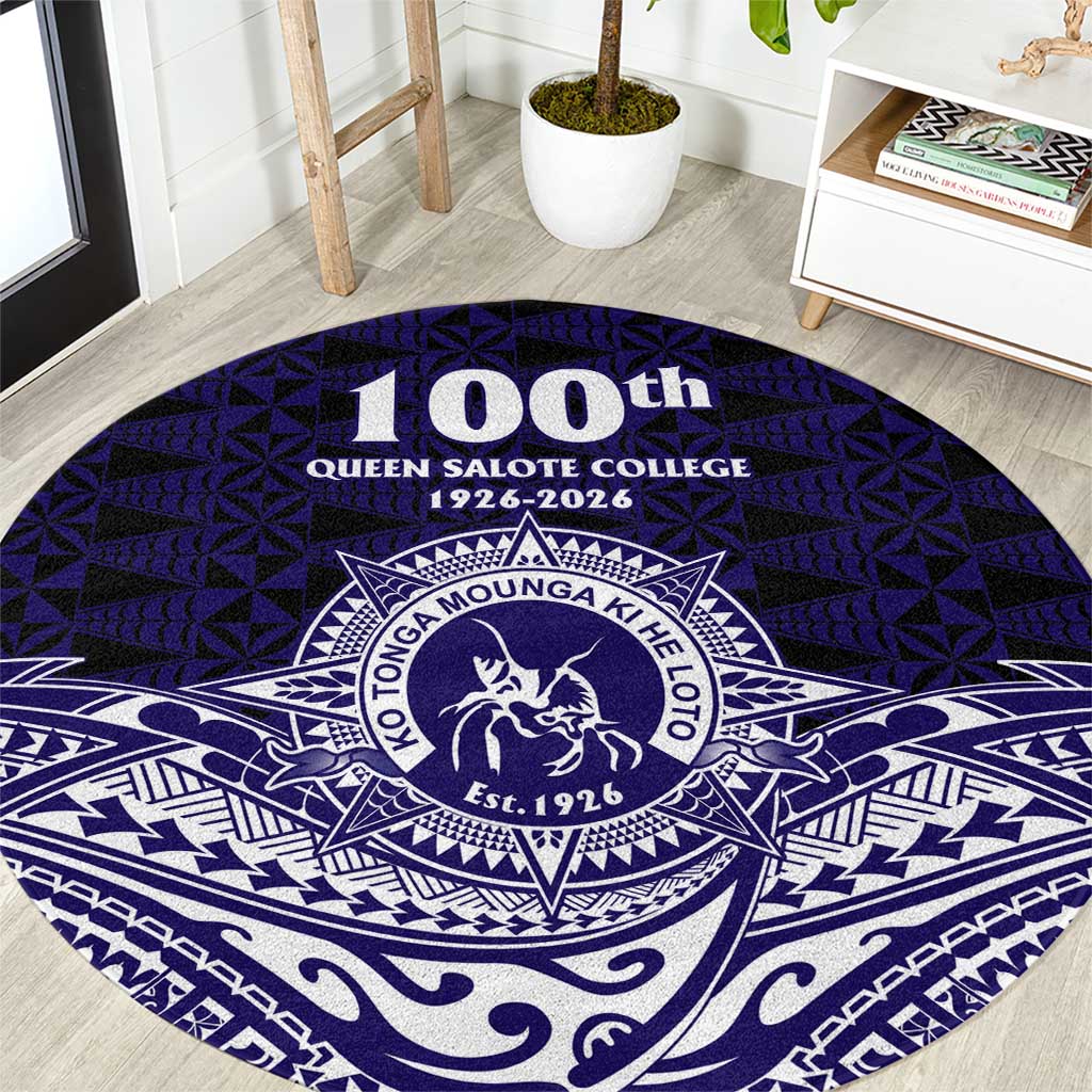 Tonga Queen Salote College 100th Years Round Carpet Blue Tonga Kupesi Uniquely Pacific Art - Polynesian Pride