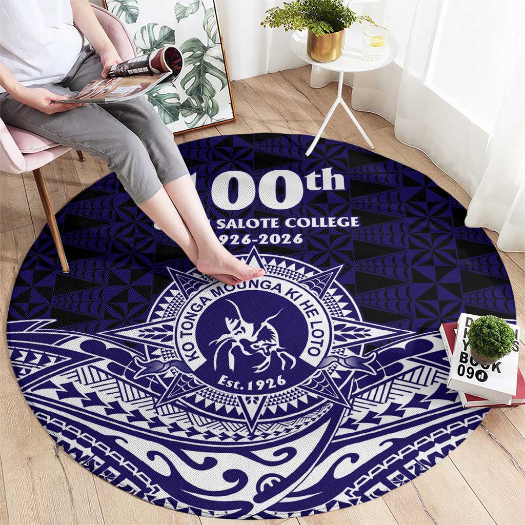 Tonga Queen Salote College 100th Years Round Carpet Blue Tonga Kupesi Uniquely Pacific Art - Polynesian Pride
