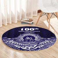 Tonga Queen Salote College 100th Years Round Carpet Blue Tonga Kupesi Uniquely Pacific Art - Polynesian Pride