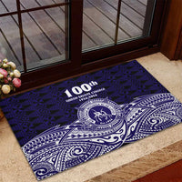 Tonga Queen Salote College 100th Years Rubber Doormat Blue Tonga Kupesi Uniquely Pacific Art - Polynesian Pride
