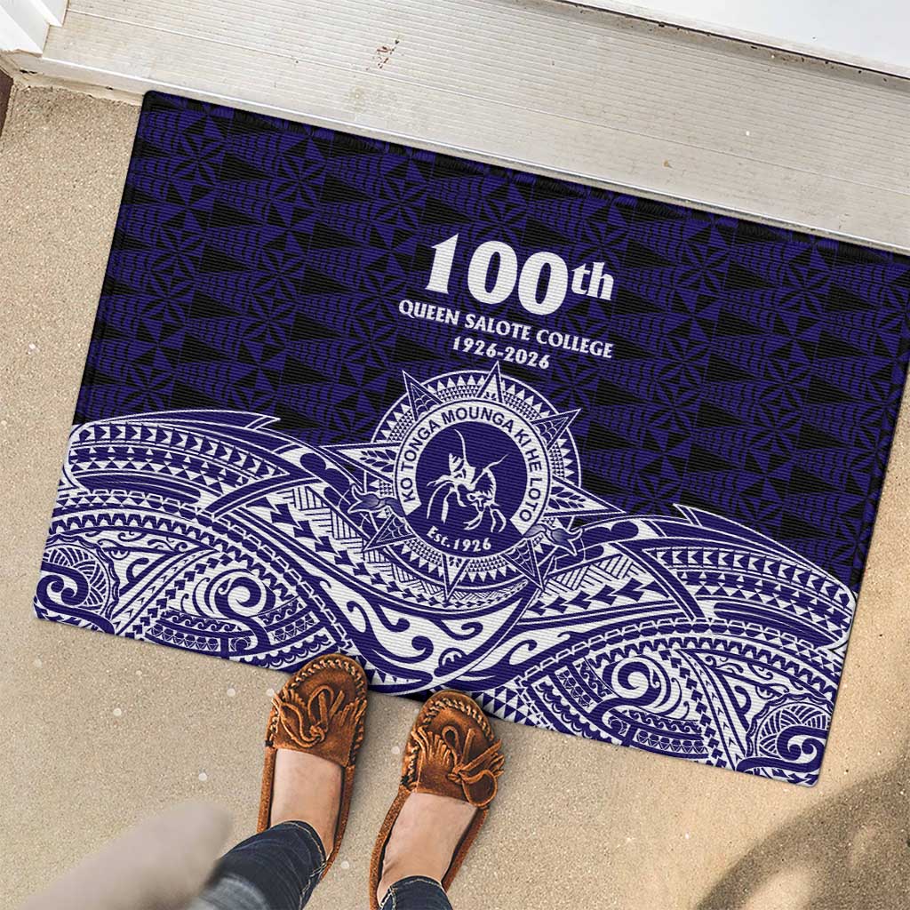 Tonga Queen Salote College 100th Years Rubber Doormat Blue Tonga Kupesi Uniquely Pacific Art - Polynesian Pride