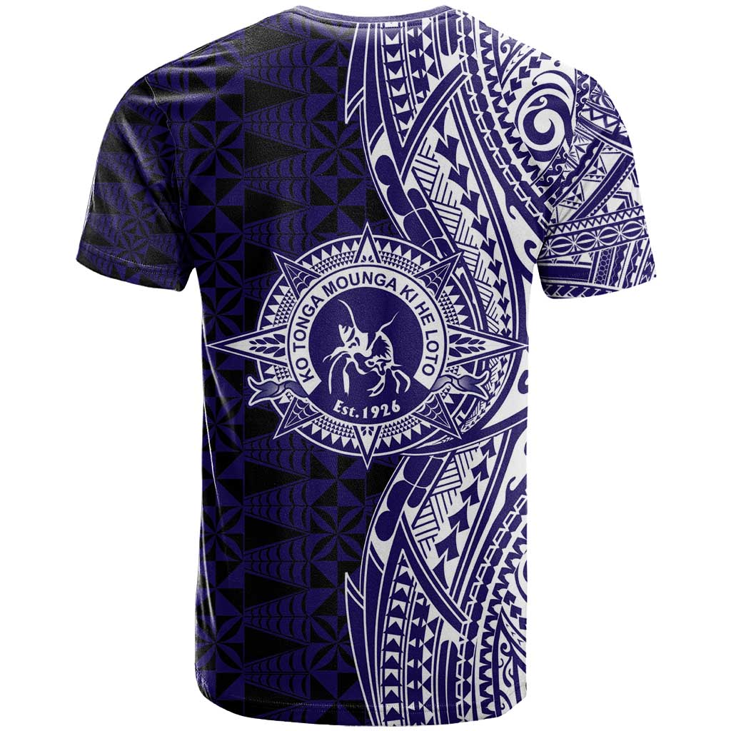 Tonga Queen Salote College 100th Years T Shirt Blue Tonga Kupesi Uniquely Pacific Art - Polynesian Pride