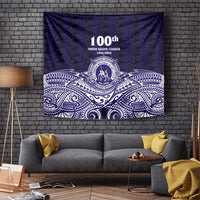 Tonga Queen Salote College 100th Years Tapestry Blue Tonga Kupesi Uniquely Pacific Art - Polynesian Pride