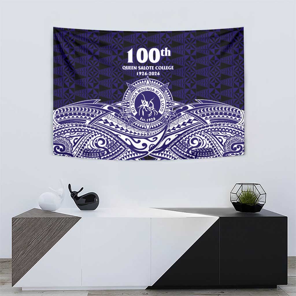 Tonga Queen Salote College 100th Years Tapestry Blue Tonga Kupesi Uniquely Pacific Art - Polynesian Pride