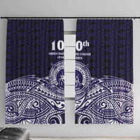 Tonga Queen Salote College 100th Years Window Curtain Blue Tonga Kupesi Uniquely Pacific Art - Polynesian Pride