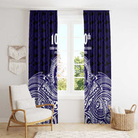 Tonga Queen Salote College 100th Years Window Curtain Blue Tonga Kupesi Uniquely Pacific Art - Polynesian Pride