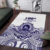 Tonga Queen Salote College 100th Years Area Rug White Tonga Kupesi Uniquely Pacific Art - Polynesian Pride