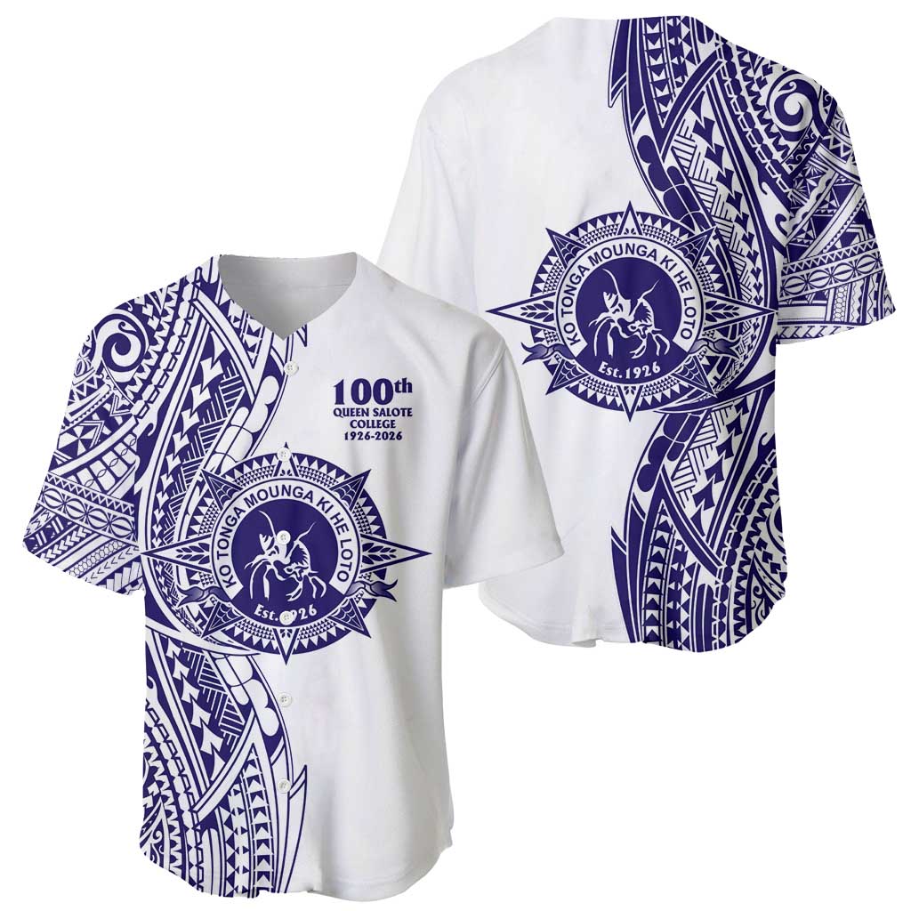 Tonga Queen Salote College 100th Years Baseball Jersey White Tonga Kupesi Uniquely Pacific Art - Polynesian Pride