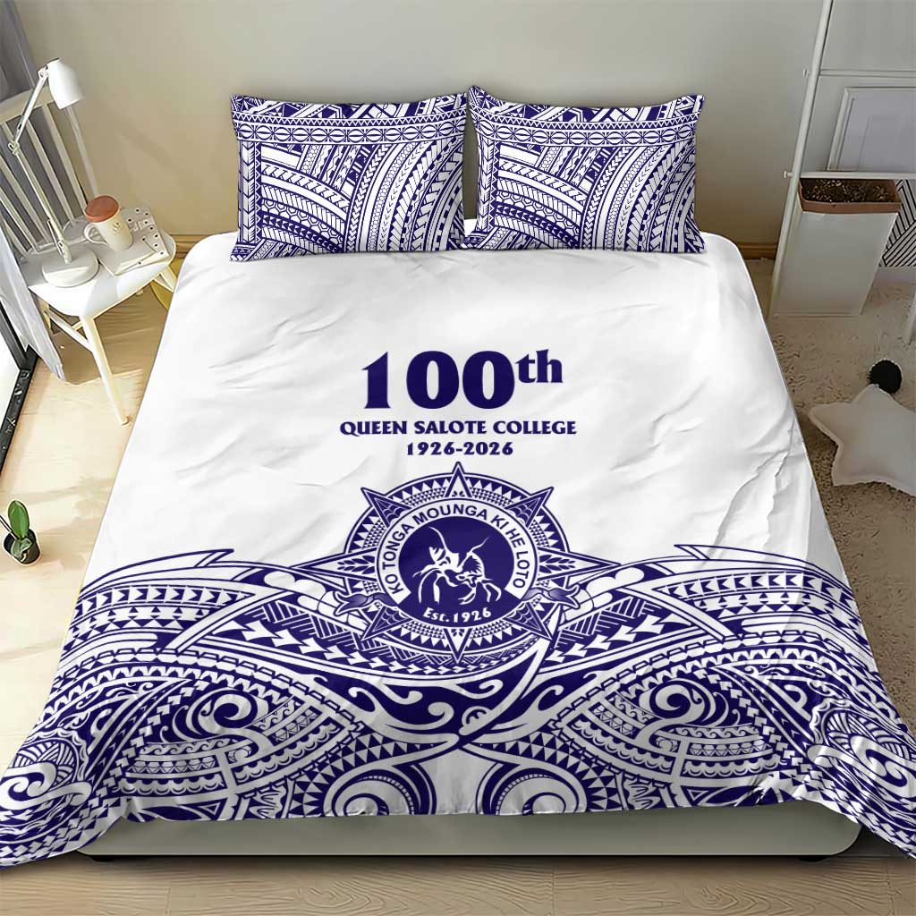 Tonga Queen Salote College 100th Years Bedding Set White Tonga Kupesi Uniquely Pacific Art - Polynesian Pride