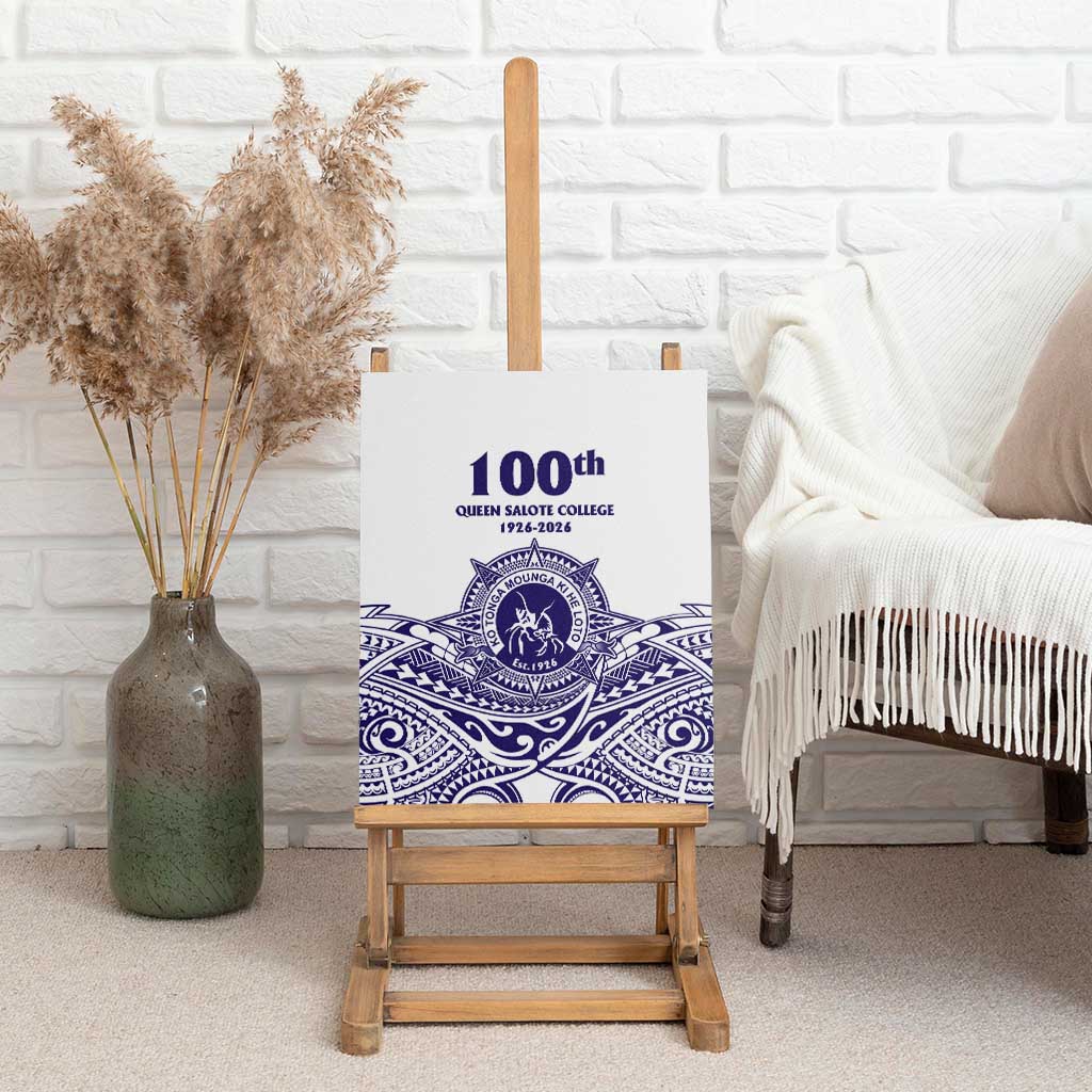 Tonga Queen Salote College 100th Years Canvas Wall Art White Tonga Kupesi Uniquely Pacific Art - Polynesian Pride
