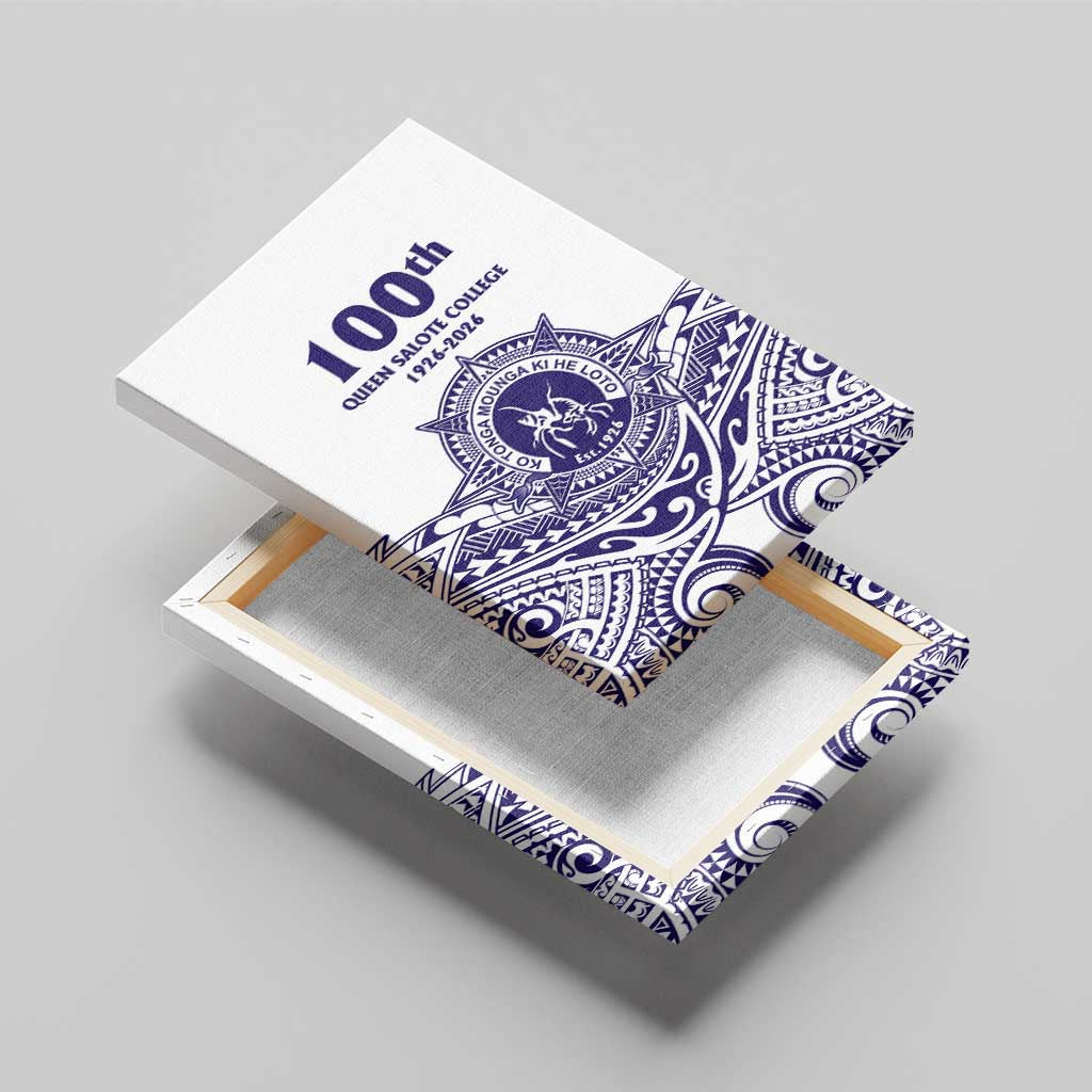 Tonga Queen Salote College 100th Years Canvas Wall Art White Tonga Kupesi Uniquely Pacific Art - Polynesian Pride