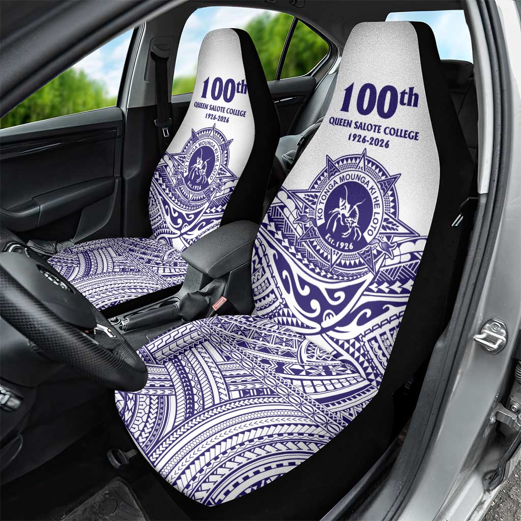 Tonga Queen Salote College 100th Years Car Seat Cover White Tonga Kupesi Uniquely Pacific Art - Polynesian Pride