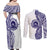 Tonga Queen Salote College 100th Years Couples Matching Off Shoulder Maxi Dress and Long Sleeve Button Shirt White Tonga Kupesi Uniquely Pacific Art - Polynesian Pride