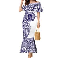 Tonga Queen Salote College 100th Years Family Matching Mermaid Dress and Hawaiian Shirt White Tonga Kupesi Uniquely Pacific Art - Polynesian Pride