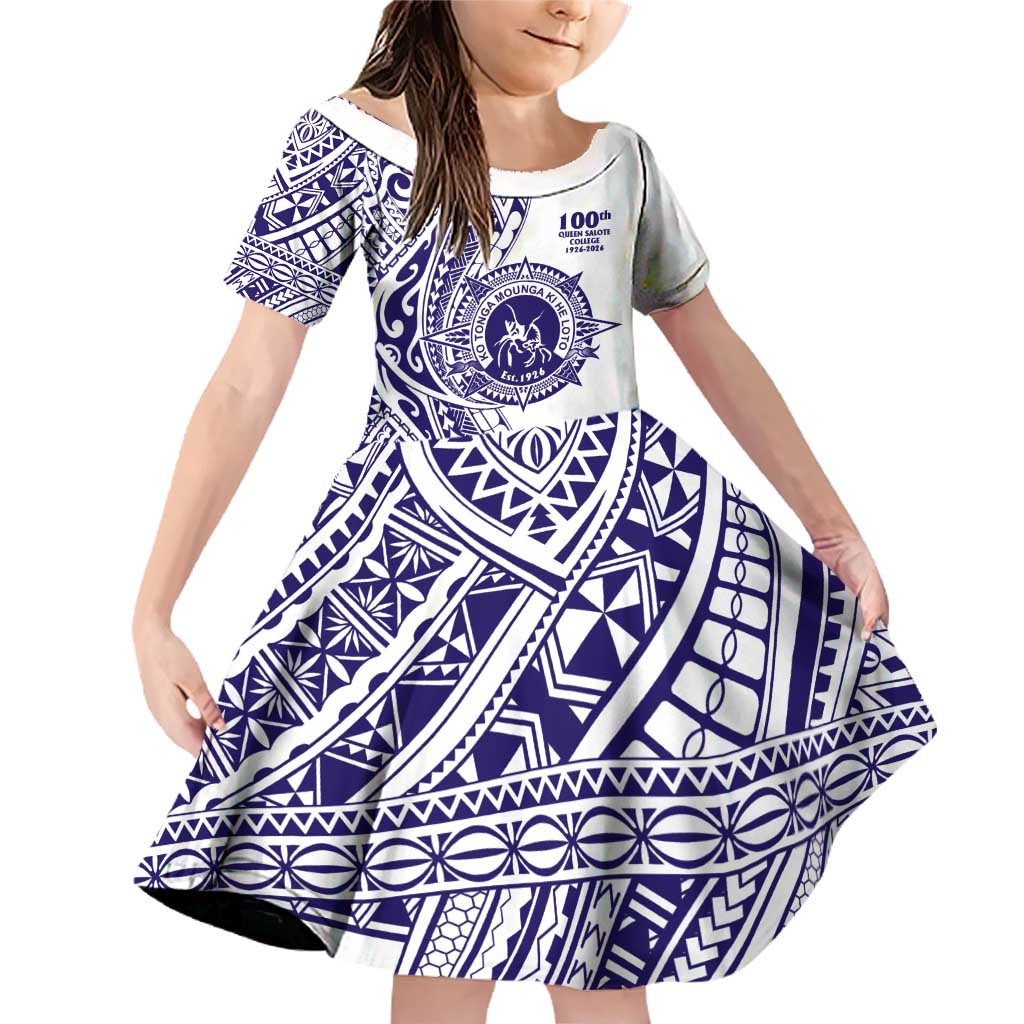 Tonga Queen Salote College 100th Years Family Matching Off Shoulder Short Dress and Hawaiian Shirt White Tonga Kupesi Uniquely Pacific Art - Polynesian Pride