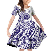 Tonga Queen Salote College 100th Years Family Matching Off Shoulder Short Dress and Hawaiian Shirt White Tonga Kupesi Uniquely Pacific Art - Polynesian Pride
