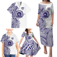 Tonga Queen Salote College 100th Years Family Matching Puletasi and Hawaiian Shirt White Tonga Kupesi Uniquely Pacific Art - Polynesian Pride