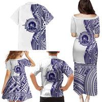 Tonga Queen Salote College 100th Years Family Matching Puletasi and Hawaiian Shirt White Tonga Kupesi Uniquely Pacific Art - Polynesian Pride