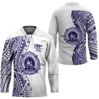 Tonga Queen Salote College 100th Years Hockey Jersey White Tonga Kupesi Uniquely Pacific Art - Polynesian Pride
