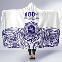 Tonga Queen Salote College 100th Years Hooded Blanket White Tonga Kupesi Uniquely Pacific Art - Polynesian Pride