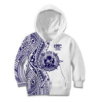 Tonga Queen Salote College 100th Years Kid Hoodie White Tonga Kupesi Uniquely Pacific Art - Polynesian Pride