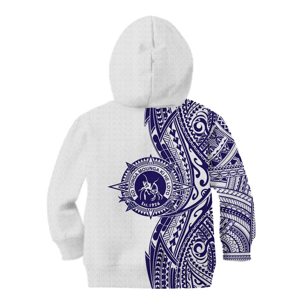 Tonga Queen Salote College 100th Years Kid Hoodie White Tonga Kupesi Uniquely Pacific Art - Polynesian Pride