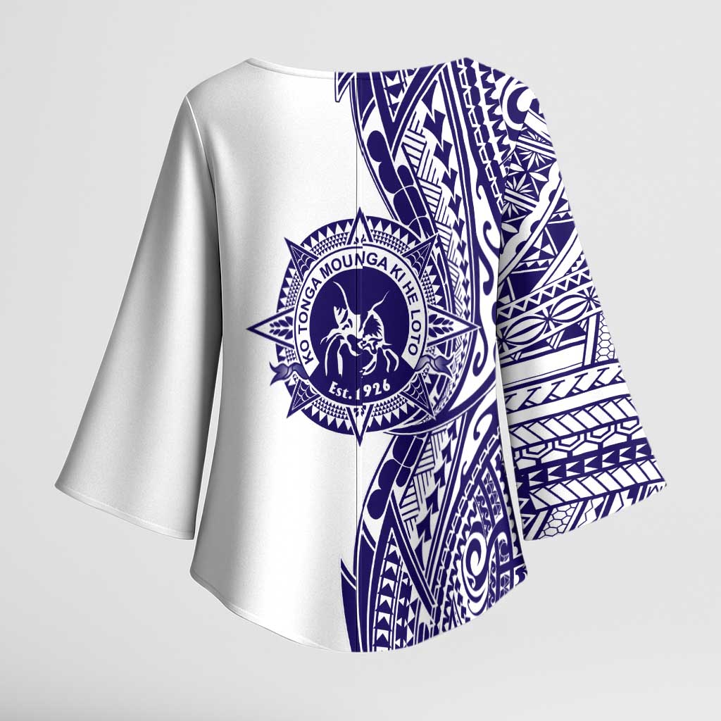 Tonga Queen Salote College 100th Years Kimono Sleeve Blouse White Tonga Kupesi Uniquely Pacific Art - Polynesian Pride