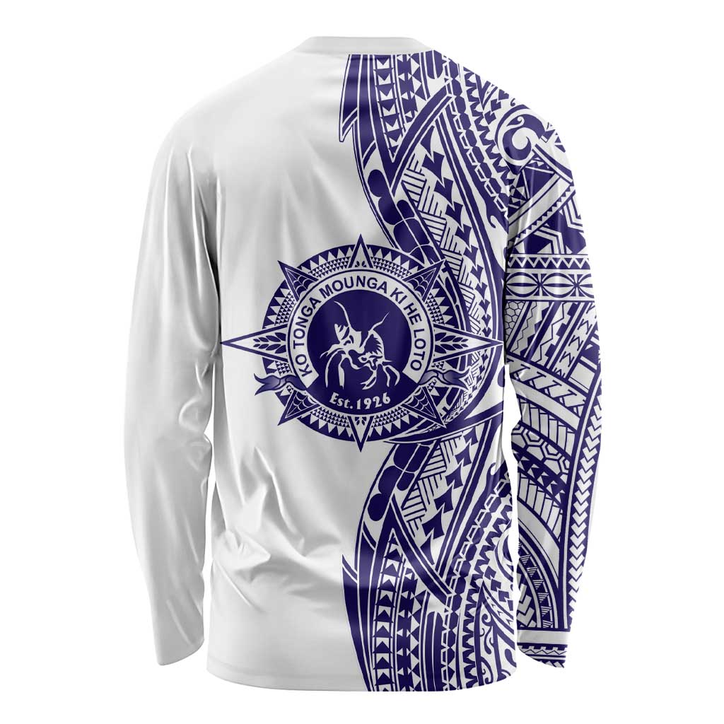 Tonga Queen Salote College 100th Years Long Sleeve Shirt White Tonga Kupesi Uniquely Pacific Art - Polynesian Pride