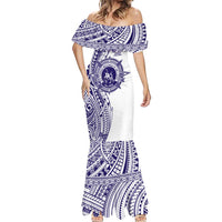 Tonga Queen Salote College 100th Years Mermaid Dress White Tonga Kupesi Uniquely Pacific Art - Polynesian Pride