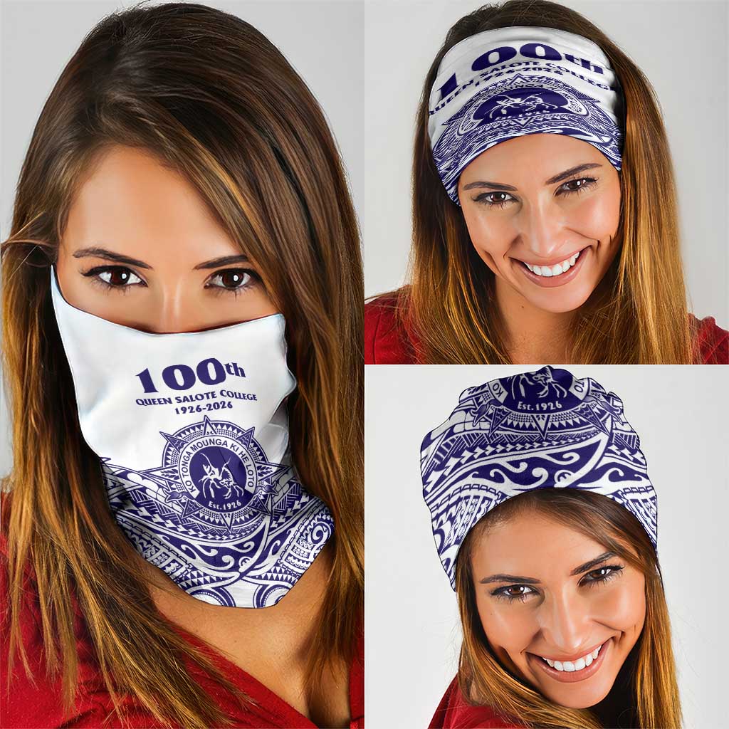 Tonga Queen Salote College 100th Years Neck Gaiter White Tonga Kupesi Uniquely Pacific Art - Polynesian Pride