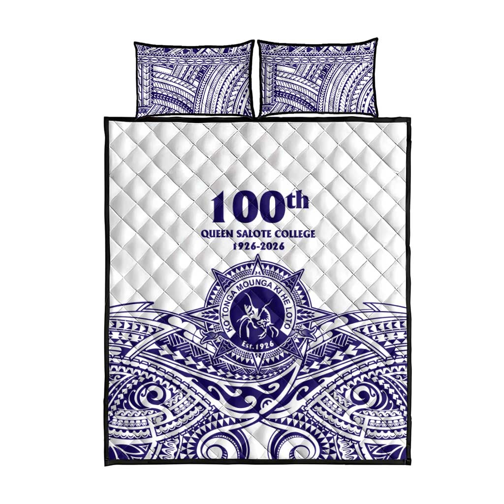 Tonga Queen Salote College 100th Years Quilt Bed Set White Tonga Kupesi Uniquely Pacific Art - Polynesian Pride