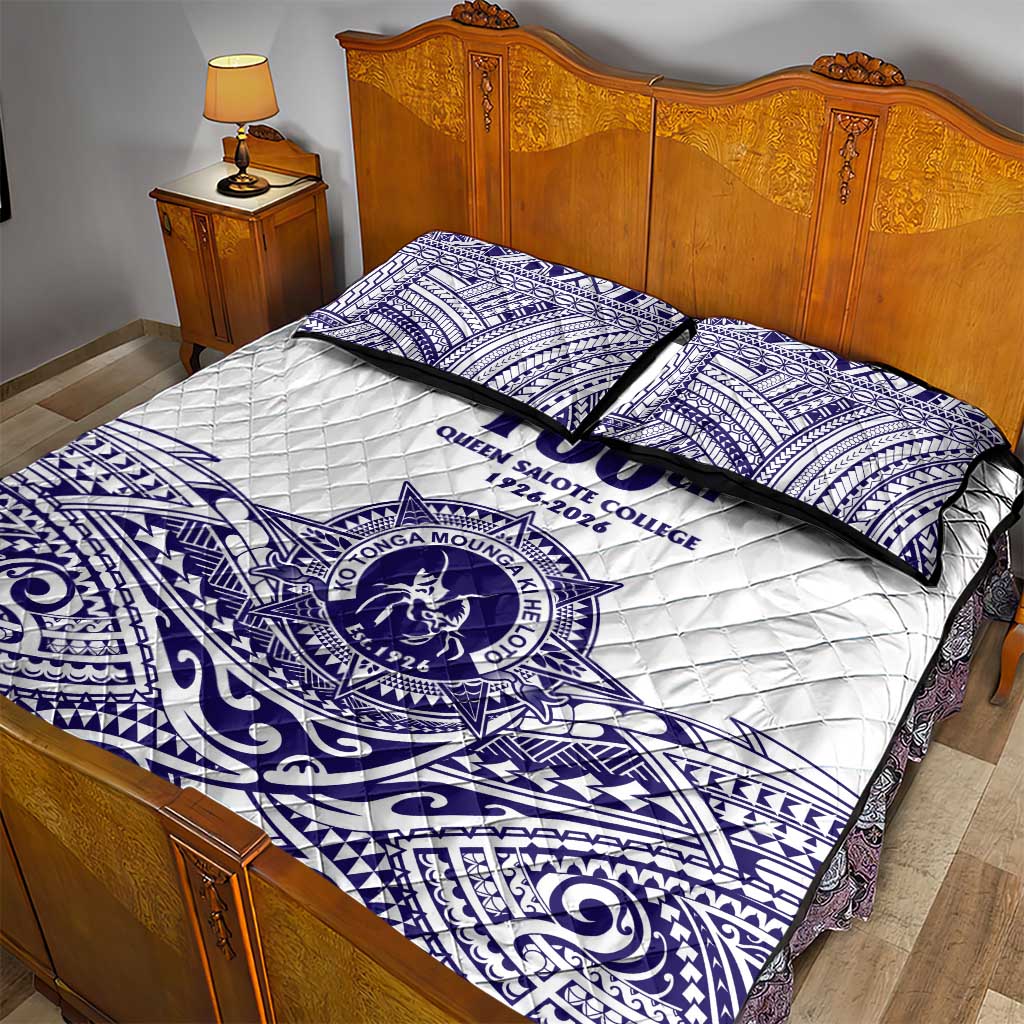 Tonga Queen Salote College 100th Years Quilt Bed Set White Tonga Kupesi Uniquely Pacific Art - Polynesian Pride