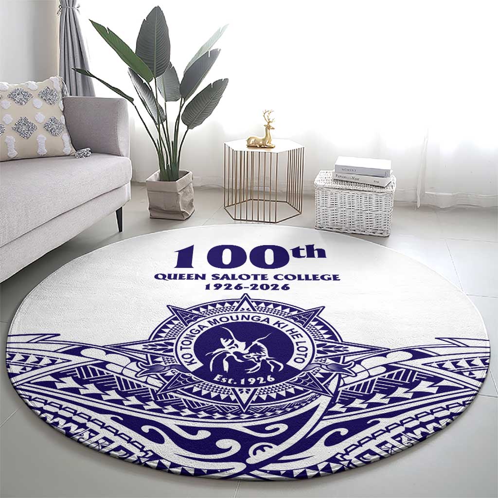 Tonga Queen Salote College 100th Years Round Carpet White Tonga Kupesi Uniquely Pacific Art - Polynesian Pride