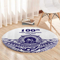 Tonga Queen Salote College 100th Years Round Carpet White Tonga Kupesi Uniquely Pacific Art - Polynesian Pride