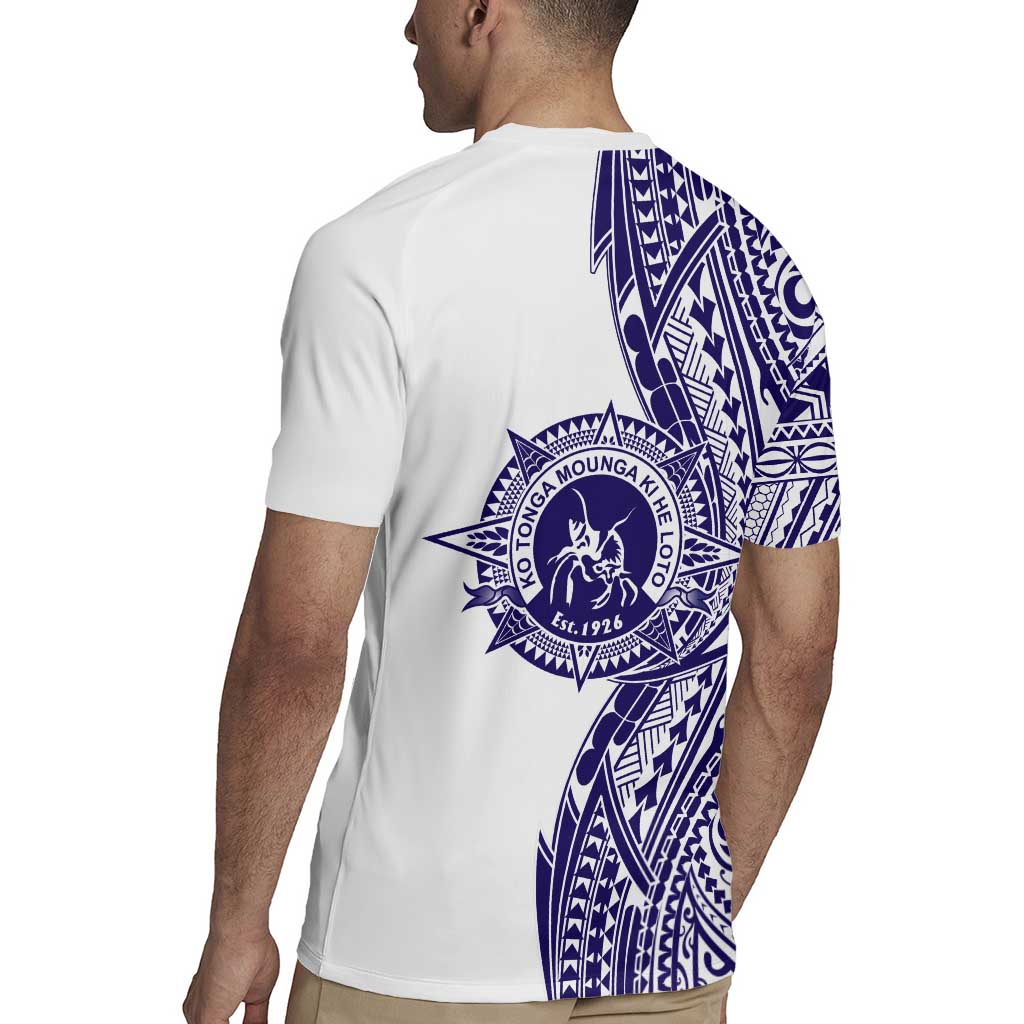 Tonga Queen Salote College 100th Years Rugby Jersey White Tonga Kupesi Uniquely Pacific Art - Polynesian Pride