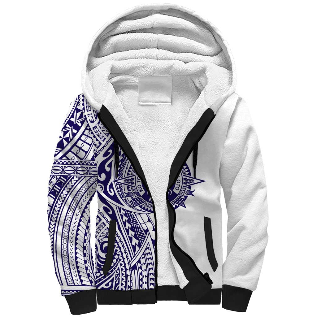Tonga Queen Salote College 100th Years Sherpa Hoodie White Tonga Kupesi Uniquely Pacific Art - Polynesian Pride