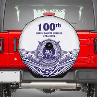 Tonga Queen Salote College 100th Years Spare Tire Cover White Tonga Kupesi Uniquely Pacific Art - Polynesian Pride