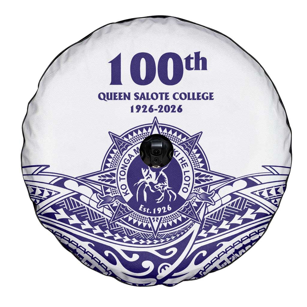 Tonga Queen Salote College 100th Years Spare Tire Cover White Tonga Kupesi Uniquely Pacific Art - Polynesian Pride