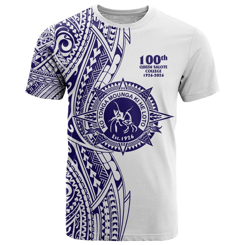 Tonga Queen Salote College 100th Years T Shirt White Tonga Kupesi Uniquely Pacific Art - Polynesian Pride