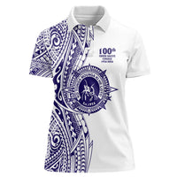 Tonga Queen Salote College 100th Years Women Polo Shirt White Tonga Kupesi Uniquely Pacific Art - Polynesian Pride